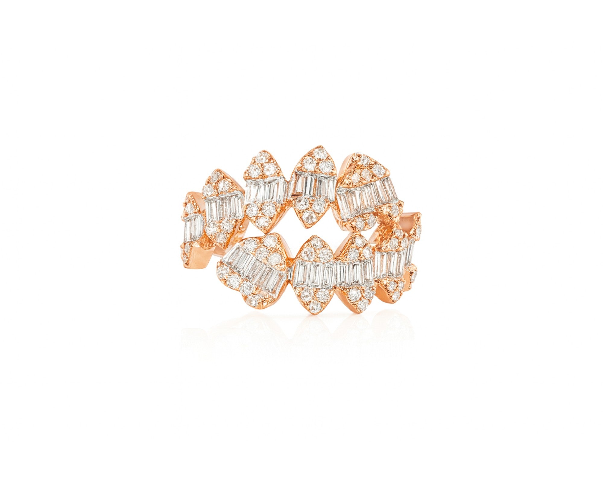 14k Gold Diamond Floral Eternity Ring with Baguette & Round 1.10ct – lifestyle 630