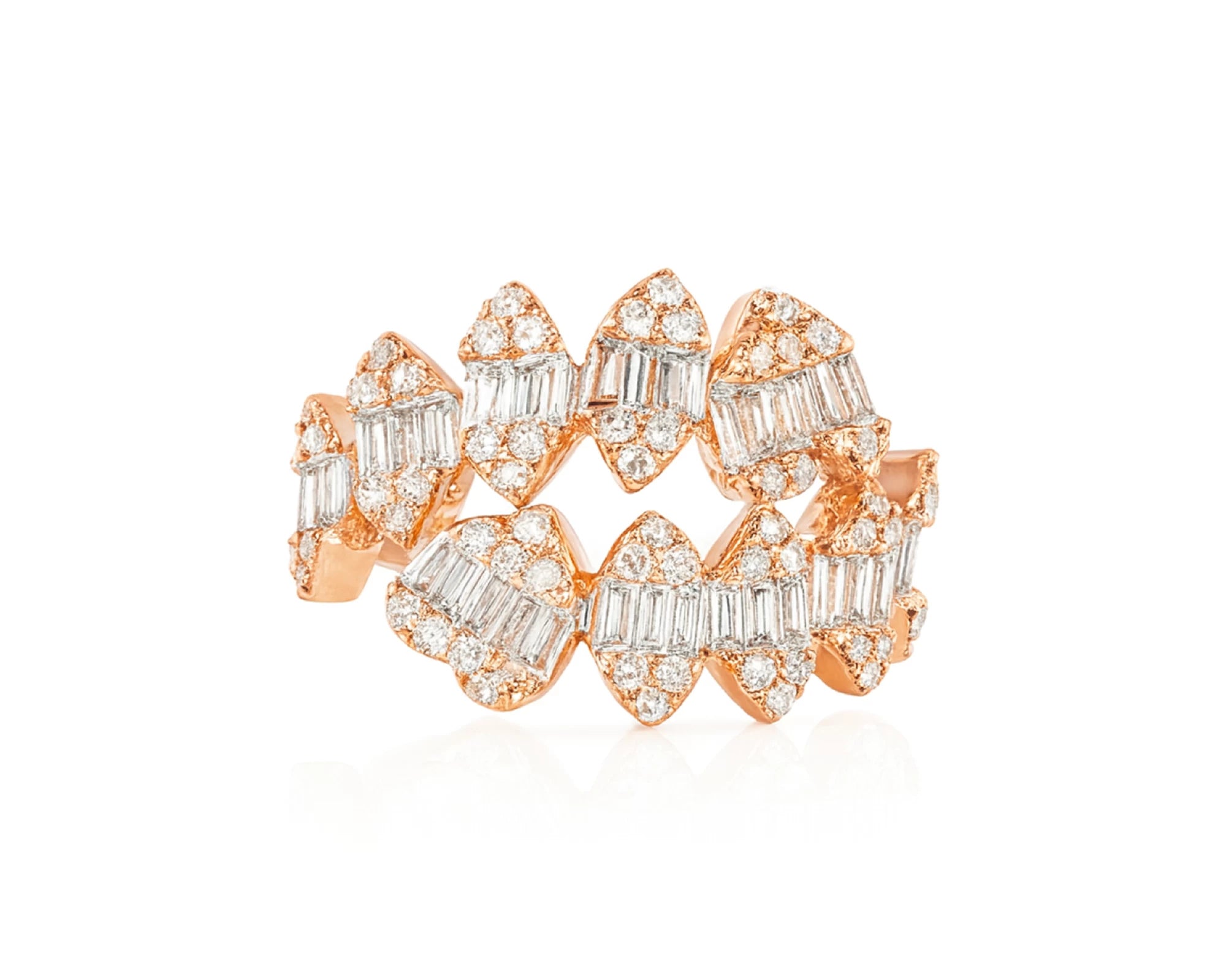 14k Gold Diamond Floral Eternity Ring with Baguette & Round 1.10ct – lifestyle 630
