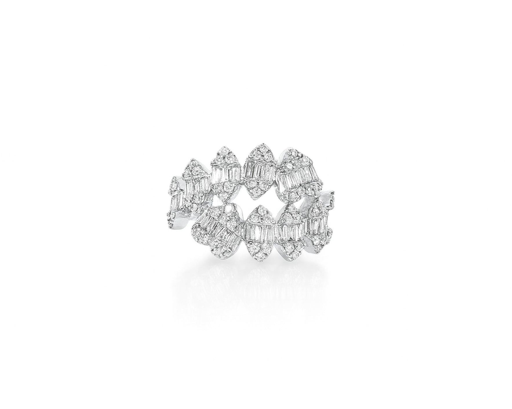 14k Gold Diamond Floral Eternity Ring with Baguette & Round 1.10ct – lifestyle 631