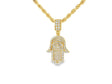 14k Gold Diamond Hamsa Hand Pendant with Round-Cut Design 0.90ct