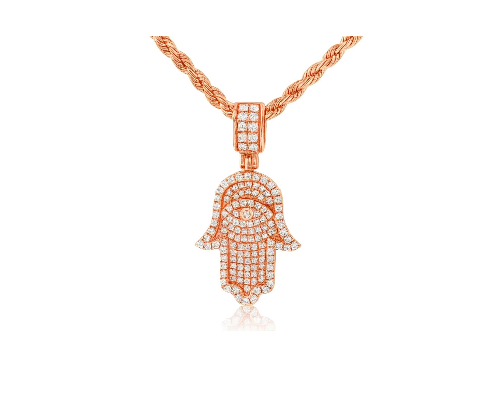14k Gold Diamond Hamsa Hand Pendant with Round-Cut Design 0.90ct – lifestyle 4762