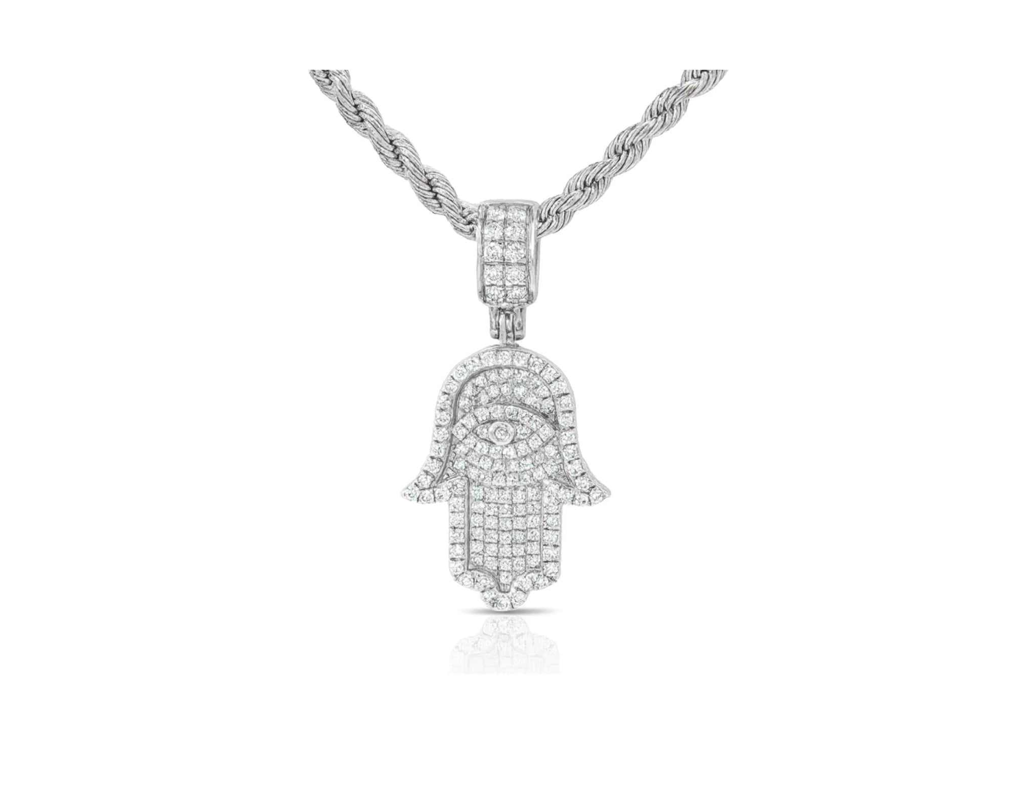 14k Gold Diamond Hamsa Hand Pendant with Round-Cut Design 0.90ct – lifestyle 4763