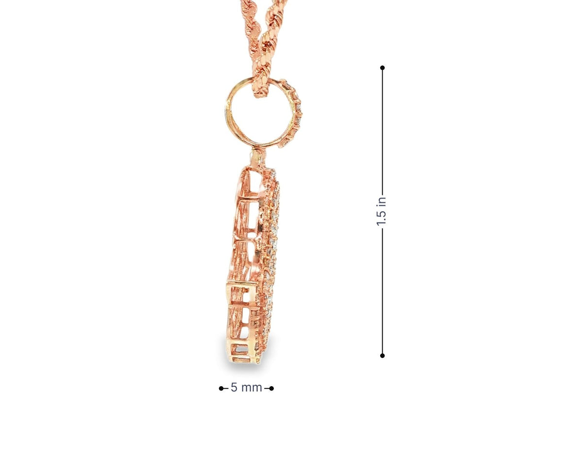 14k Gold Diamond Hamsa Pendant with Full Pave Round - Cut Design 2.19ct - AVI THE JEWELER