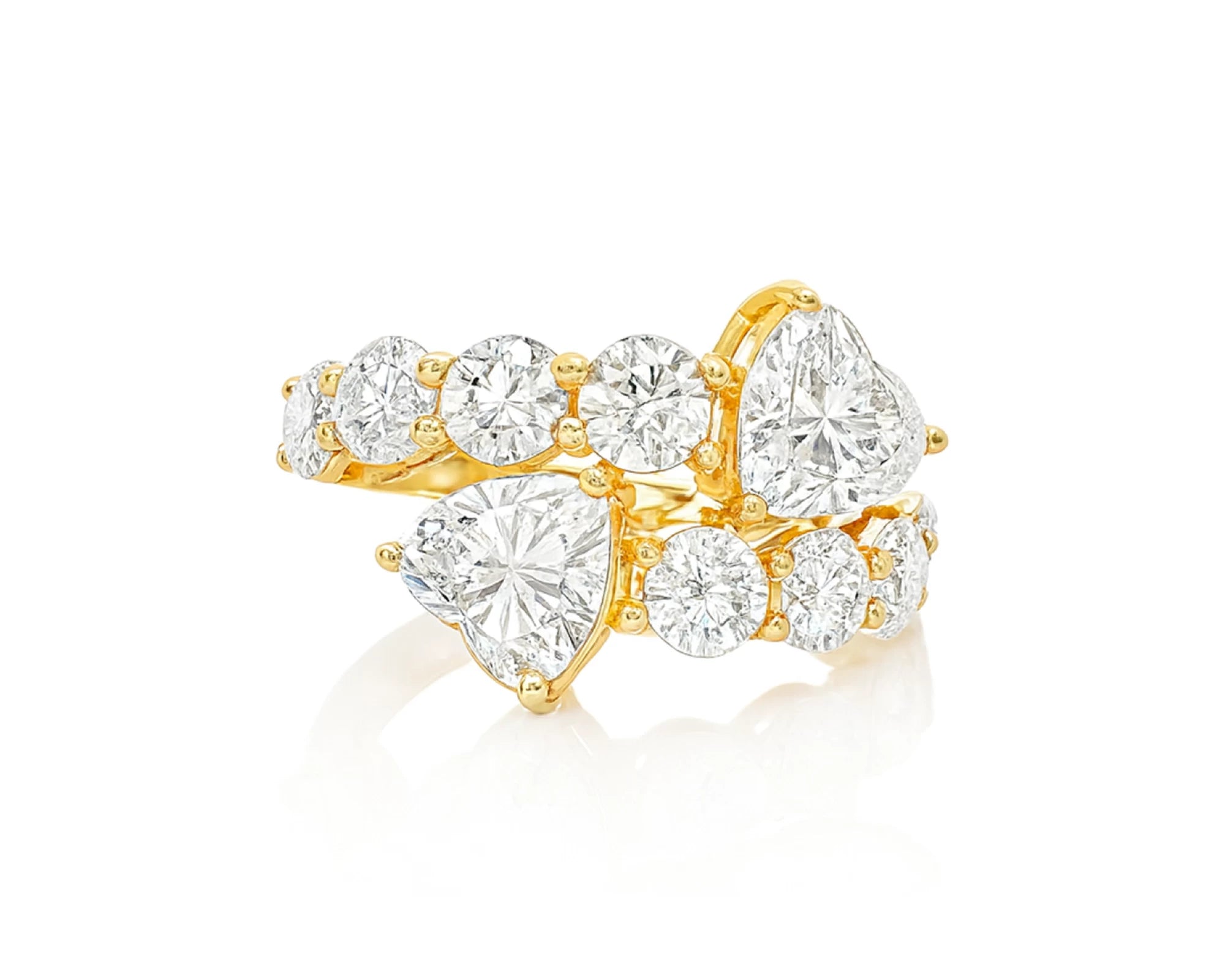 14K Gold Diamond Heart Cut Multi Wrap Ring 4.60 CT – lifestyle 1841