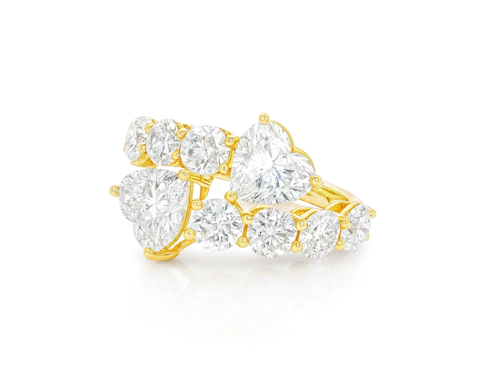 14K Gold Diamond Heart Cut Multi Wrap Ring 4.60 CT – lifestyle 1842