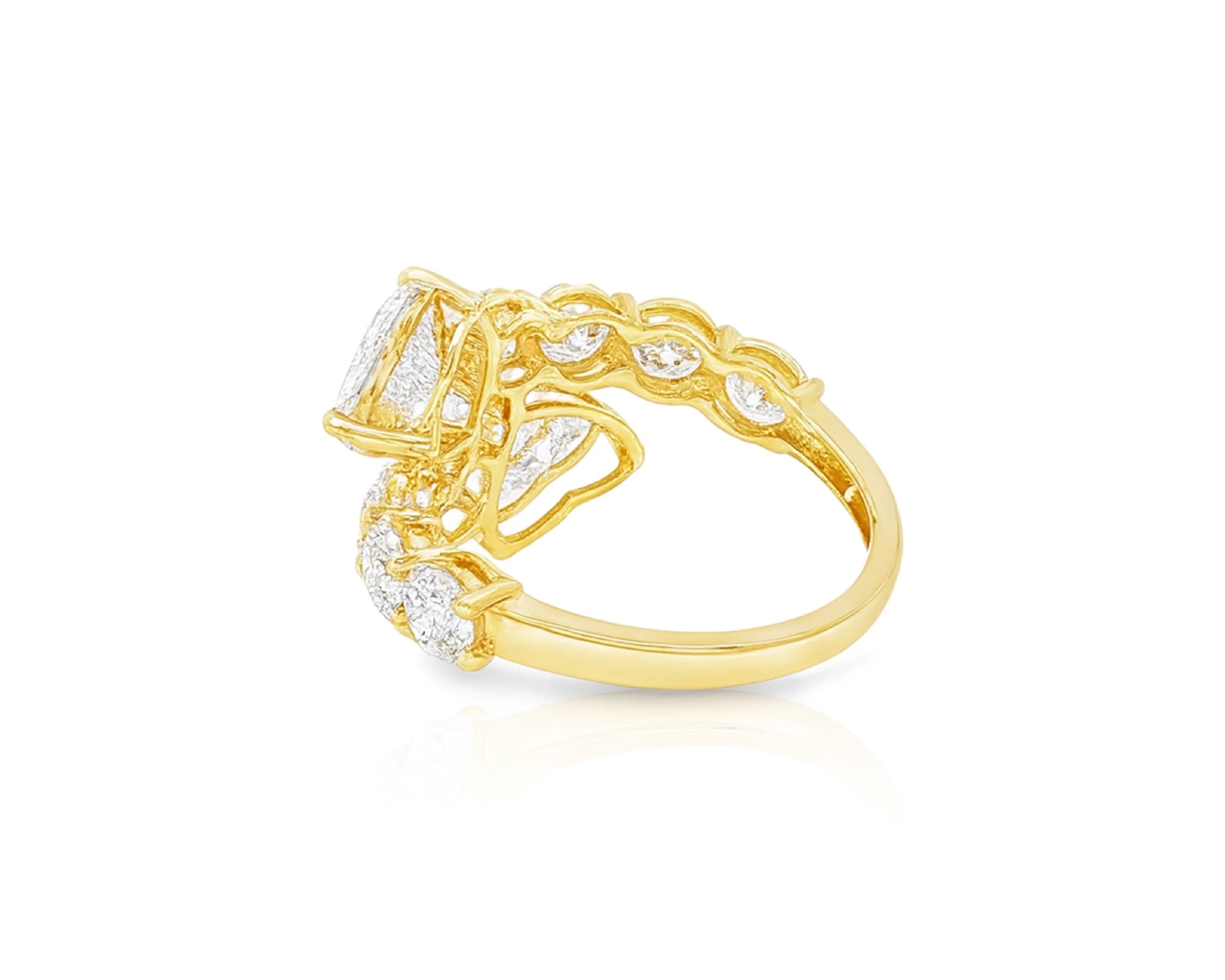 14K Gold Diamond Heart Cut Multi Wrap Ring 4.60 CT – lifestyle 1843