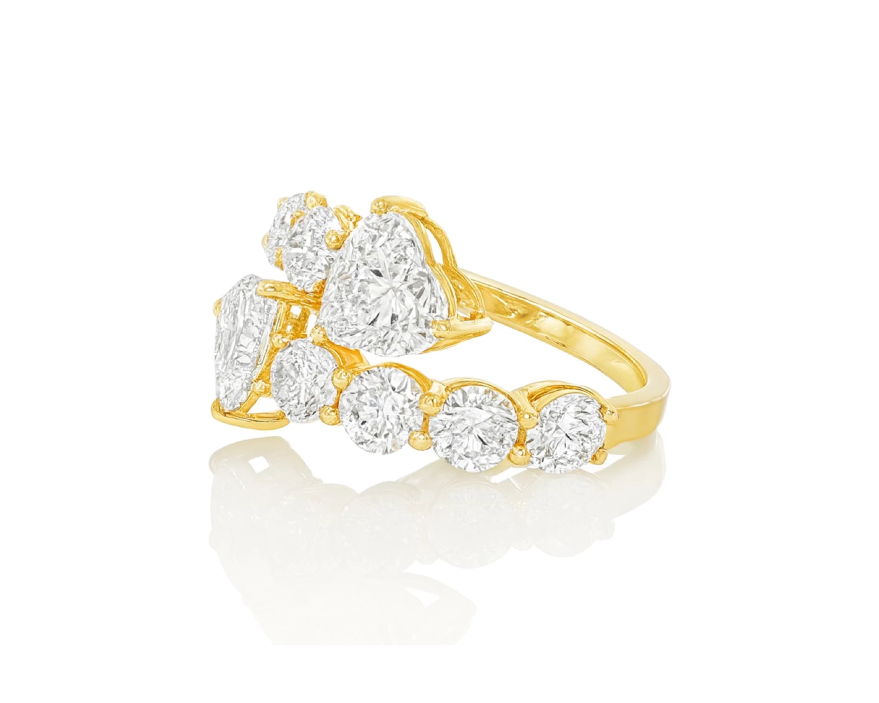 14K Gold Diamond Heart Cut Multi Wrap Ring 4.60 CT – lifestyle 1844