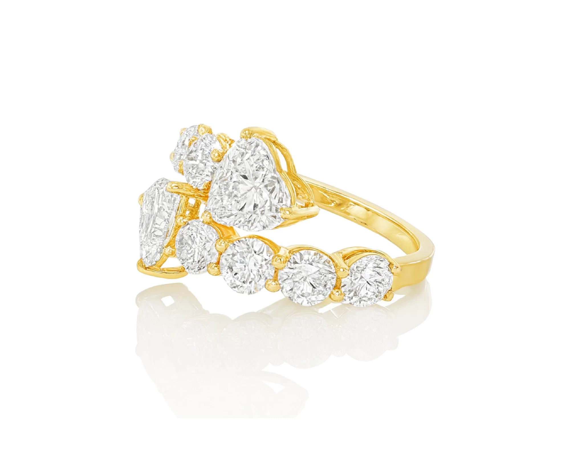 14K Gold Diamond Heart Cut Multi Wrap Ring 4.60 CT – lifestyle 1844