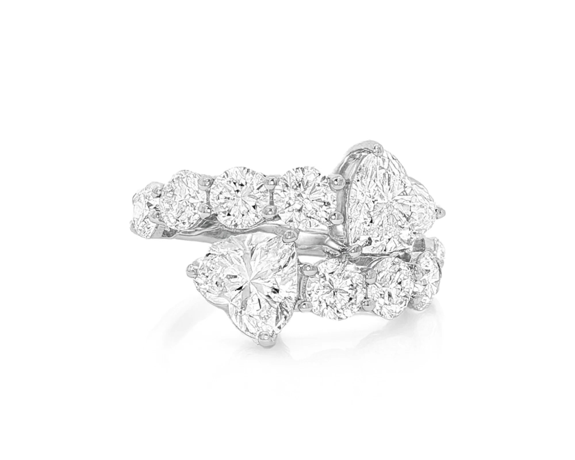 14K Gold Diamond Heart Cut Multi Wrap Ring 4.60 CT – lifestyle 1845