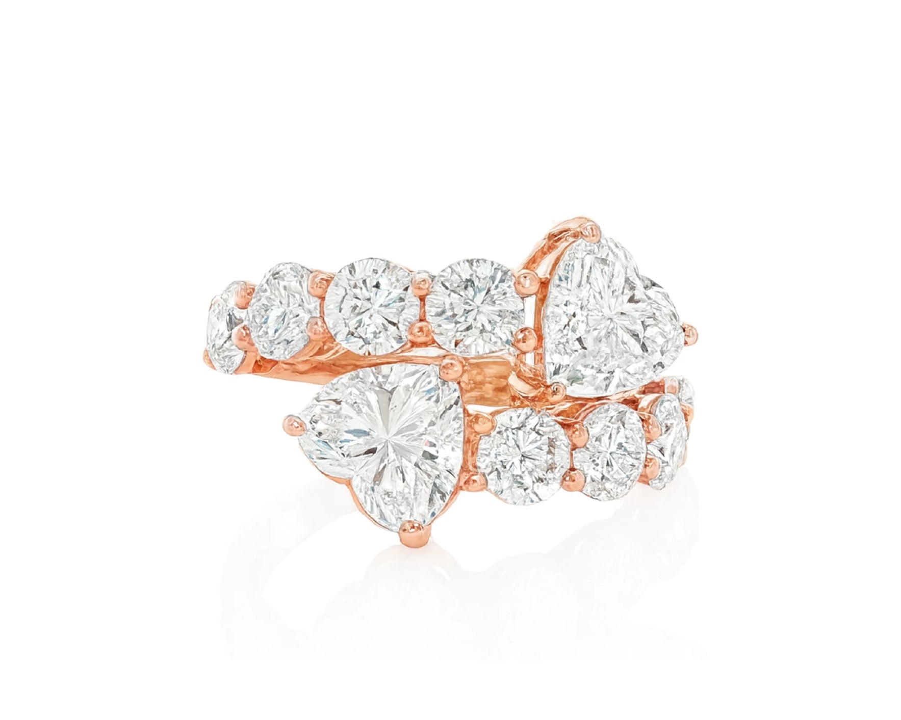 14K Gold Diamond Heart Cut Multi Wrap Ring 4.60 CT – lifestyle 1846