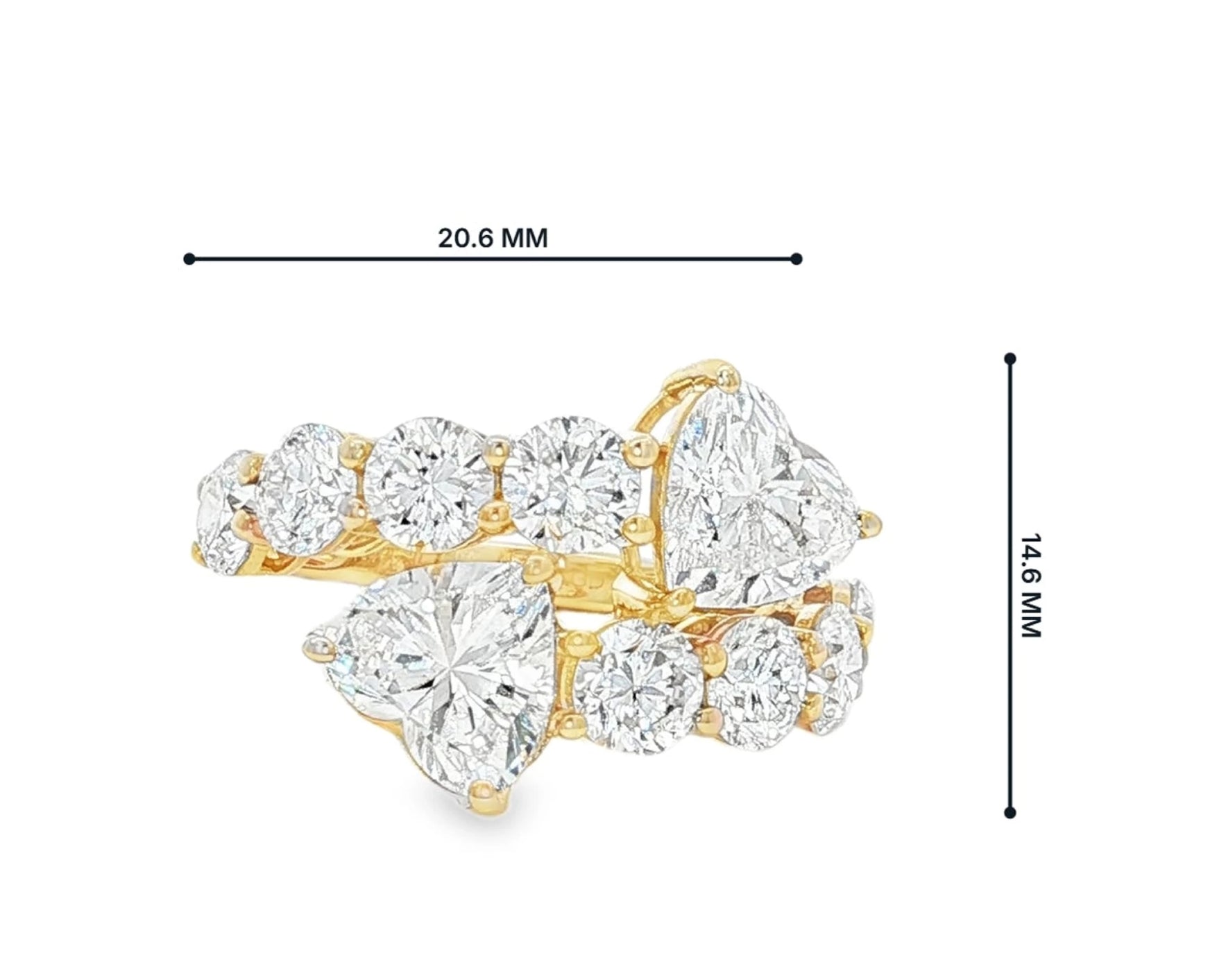 14K Gold Diamond Heart Cut Multi Wrap Ring 4.60 CT – lifestyle 3054