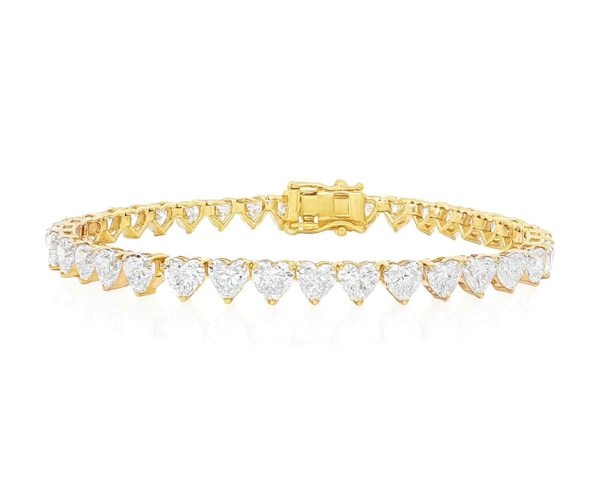 14K Gold Diamond Heart-Shape Tennis Bracelet with Continuous Design 12.33ct – lifestyle 4165