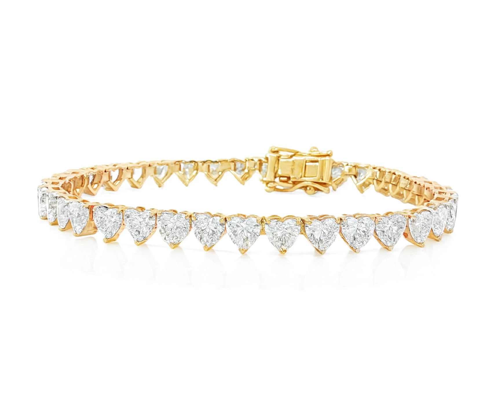 14K Gold Diamond Heart-Shape Tennis Bracelet with Continuous Design 12.33ct – lifestyle 4166