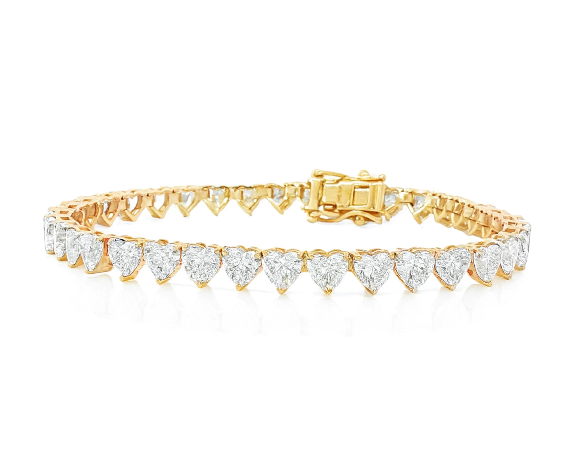 14K Gold Diamond Heart-Shape Tennis Bracelet with Continuous Design 12.33ct – lifestyle 4166