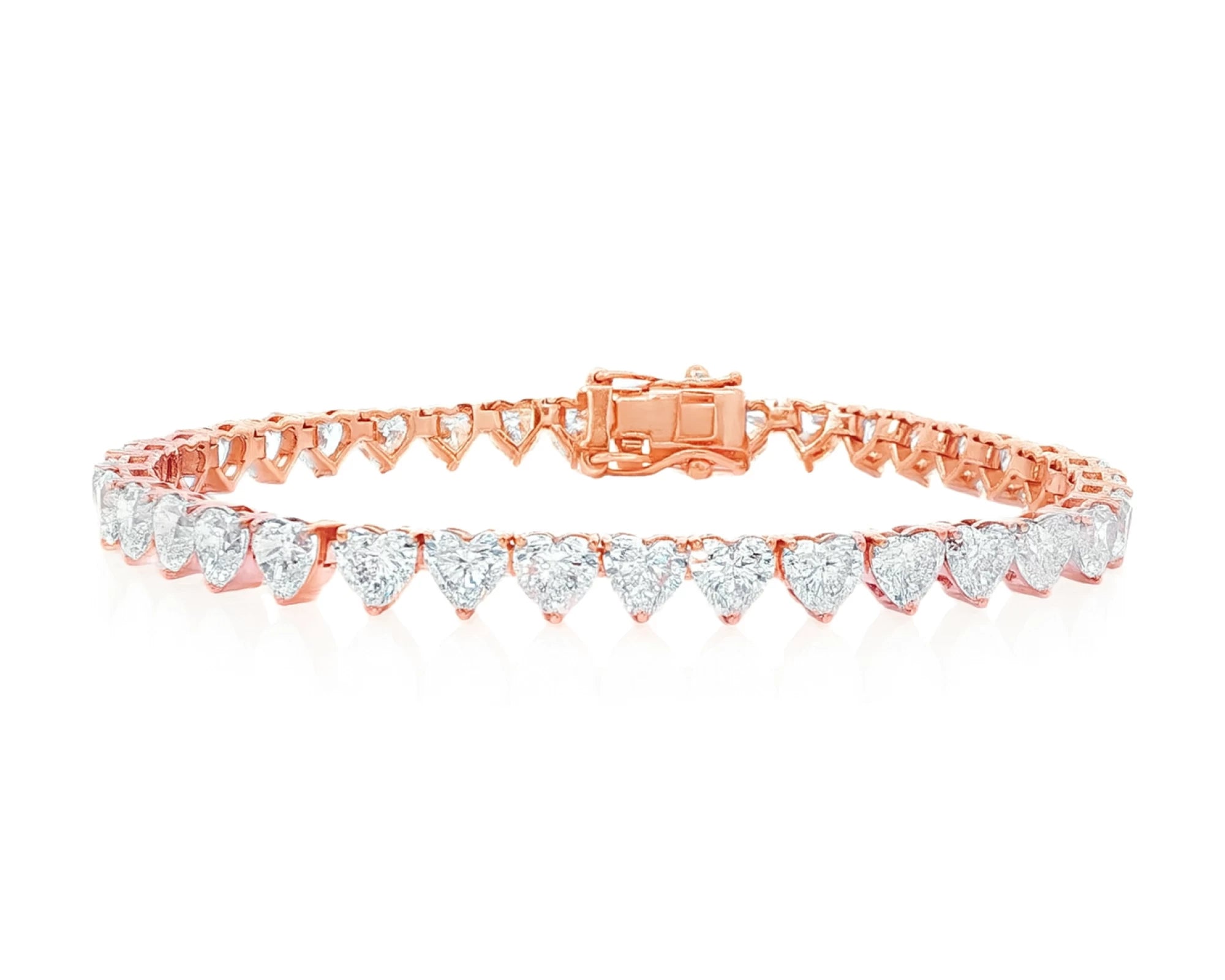 14K Gold Diamond Heart-Shape Tennis Bracelet with Continuous Design 12.33ct – lifestyle 4167