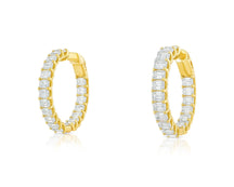 14K Gold Diamond Hoop Earrings with Emerald-Cut 5.86ct
