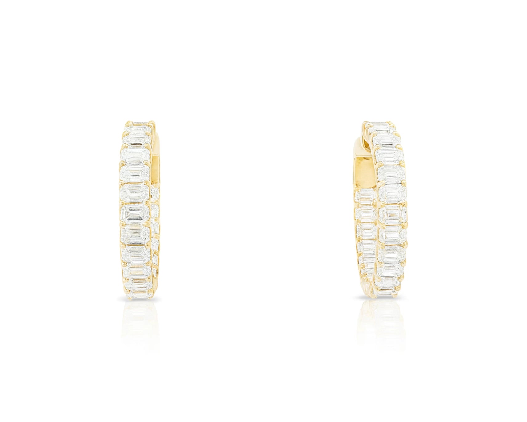 14K Gold Diamond Hoop Earrings with Emerald-Cut 5.86ct – lifestyle 3291