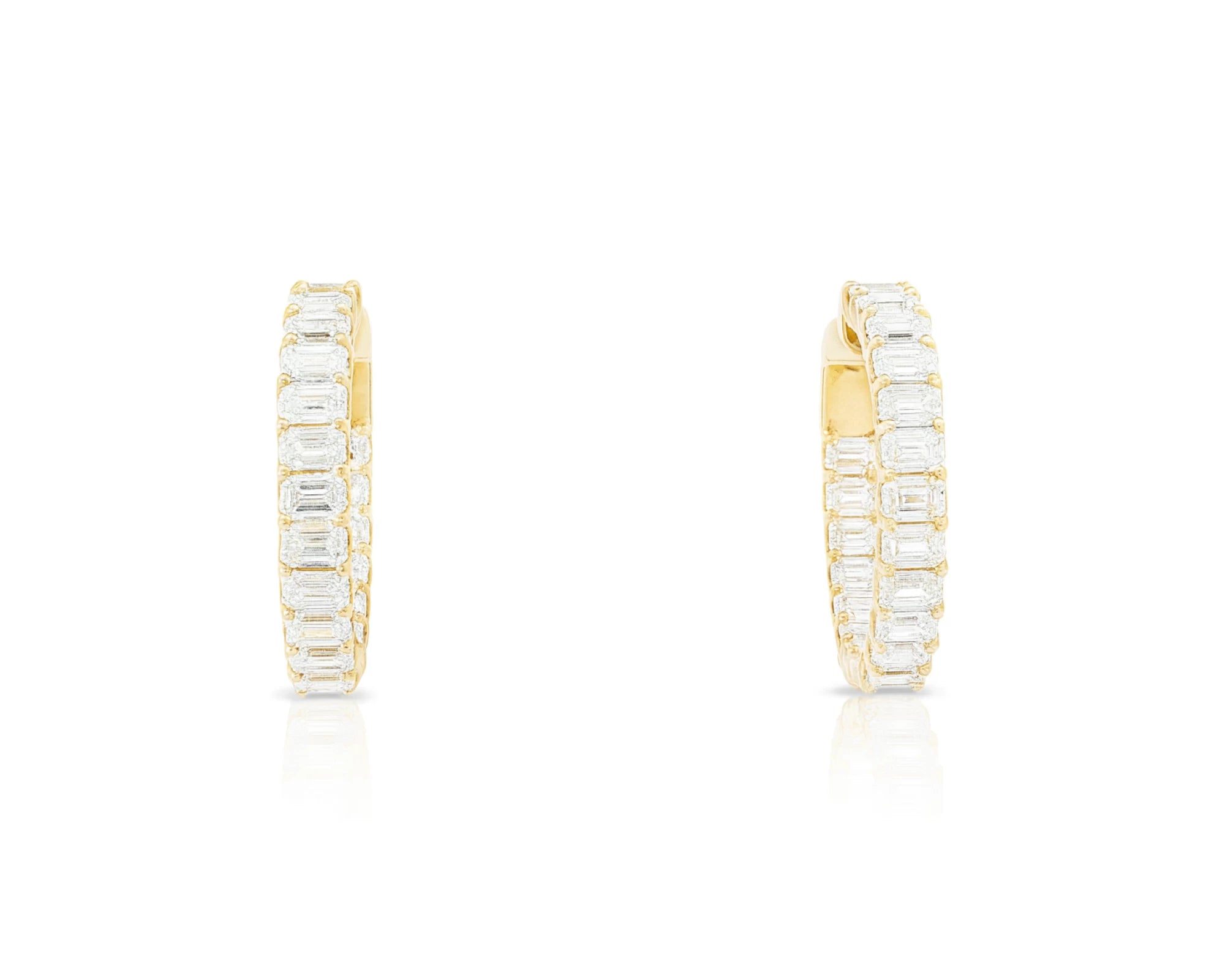 14K Gold Diamond Hoop Earrings with Emerald-Cut 5.86ct – lifestyle 3291