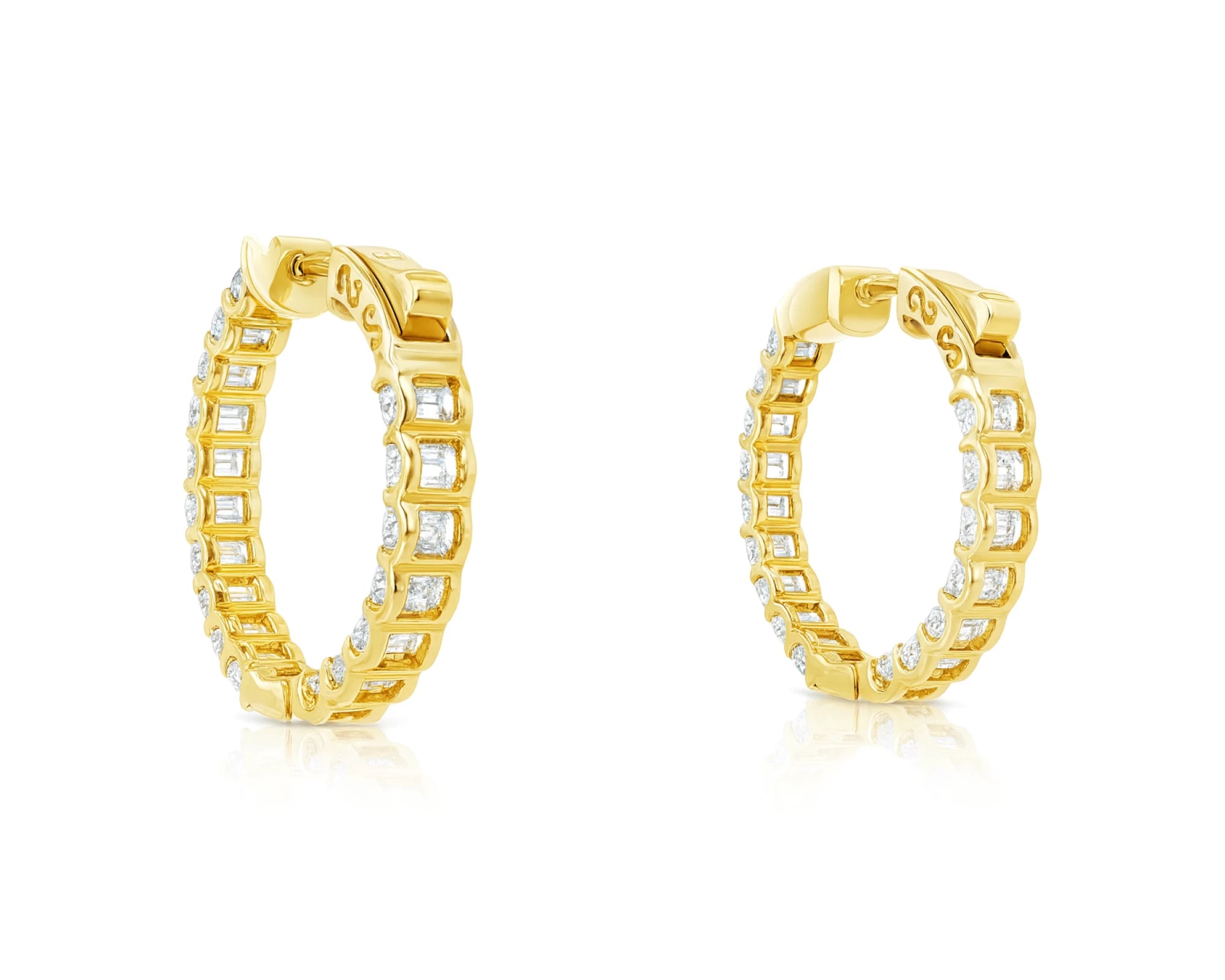 14K Gold Diamond Hoop Earrings with Emerald-Cut 5.86ct – lifestyle 3292