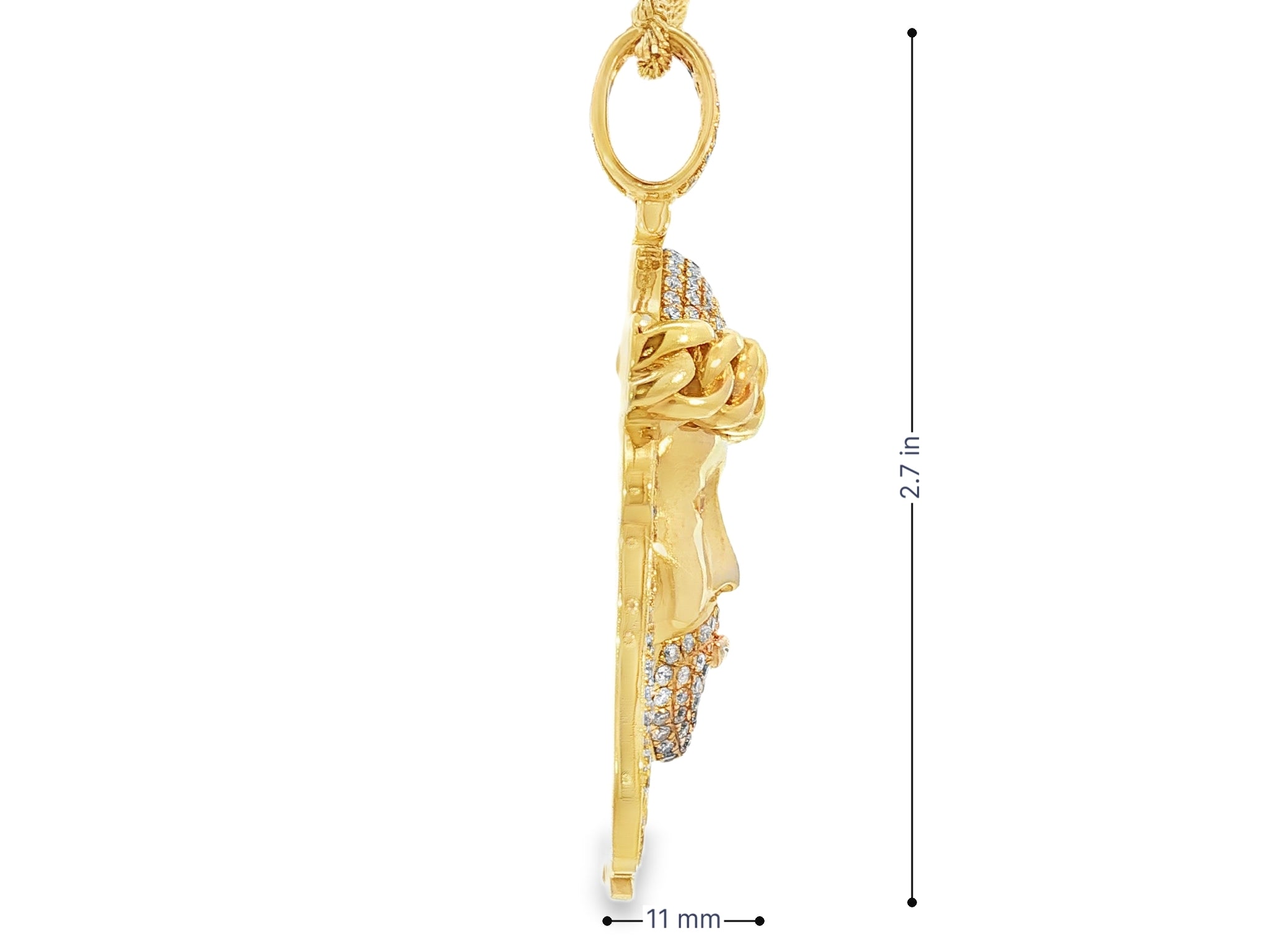 14k Gold Diamond Jesus Face Pendant with Cuban Link Crown 4.0ct - AVI THE JEWELER