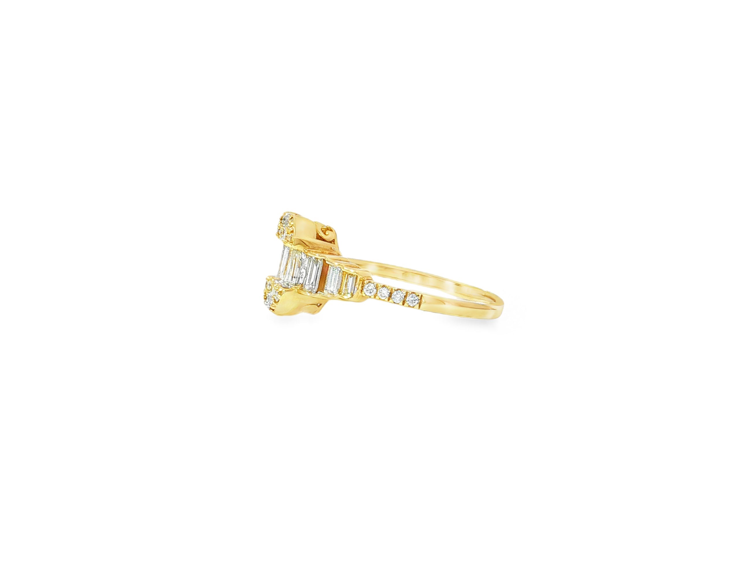 14k Gold Diamond Octagon Cluster Ring with Baguette & Round 0.80ct - AVI THE JEWELER