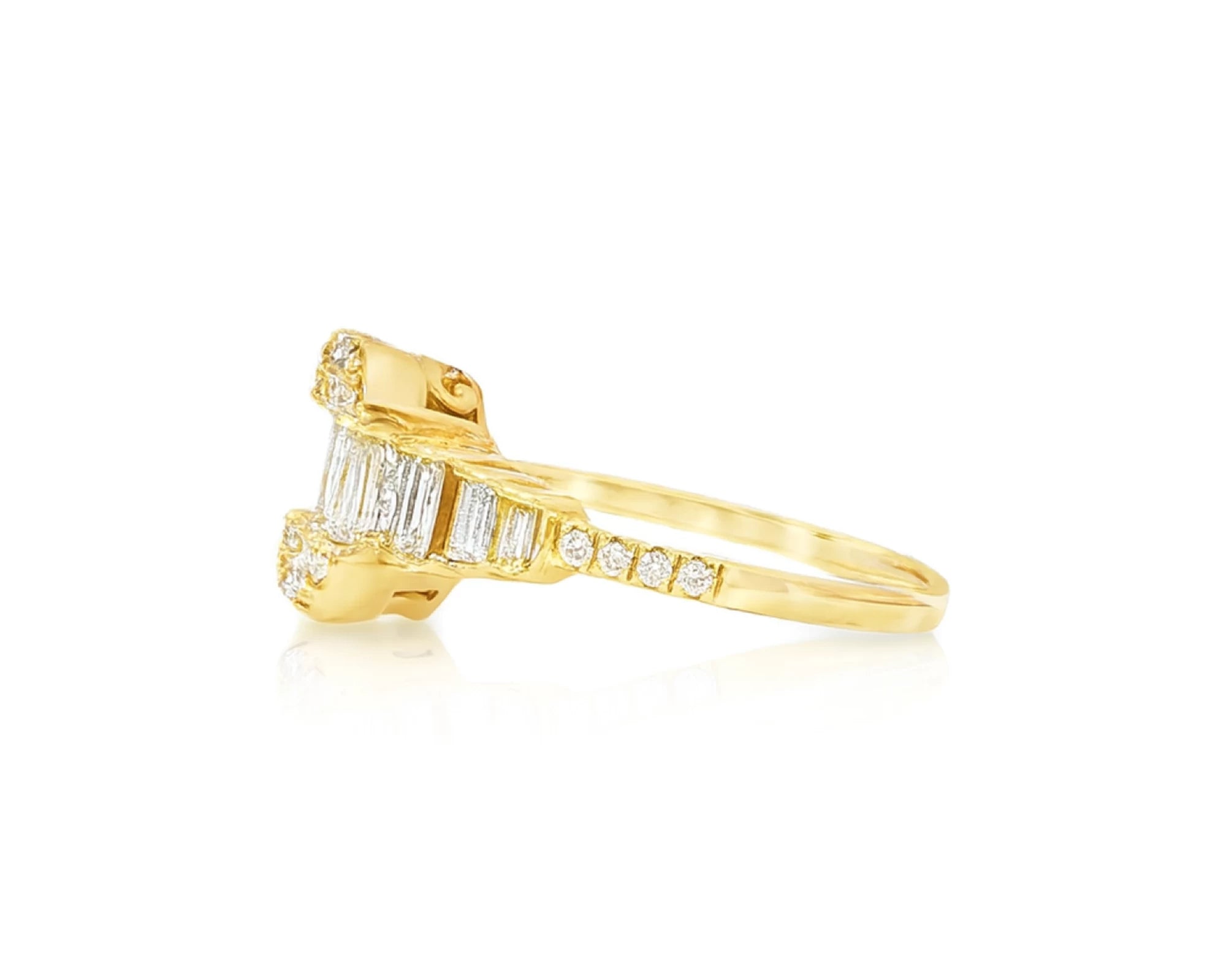 14k Gold Diamond Octagon Cluster Ring with Baguette & Round 0.80ct – lifestyle 1059