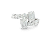 14k Gold Diamond Open Ring with Dual Emerald-Cut & Round 4.22ct