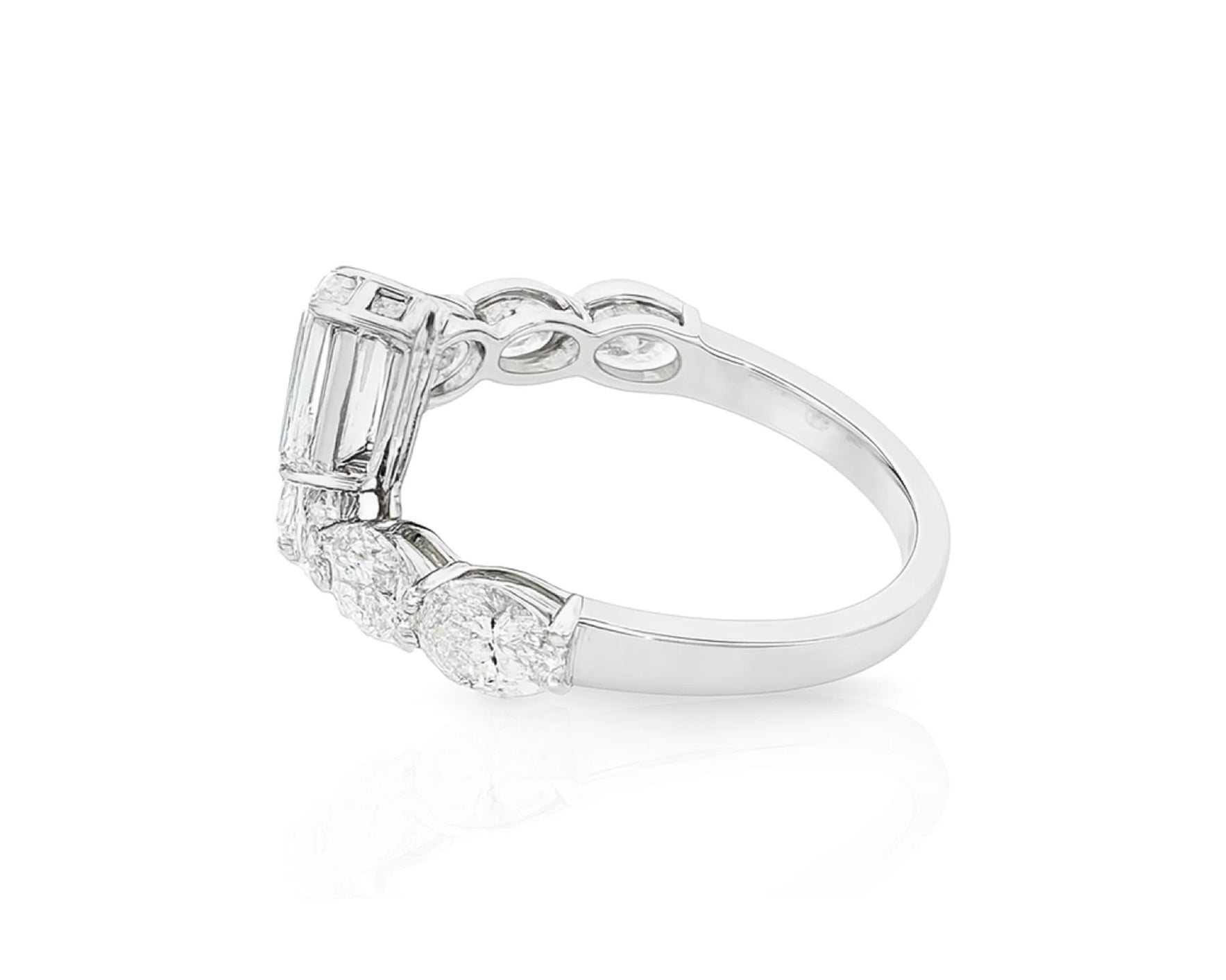 14k Gold Diamond Open Ring with Dual Emerald-Cut & Round 4.22ct – lifestyle 2672