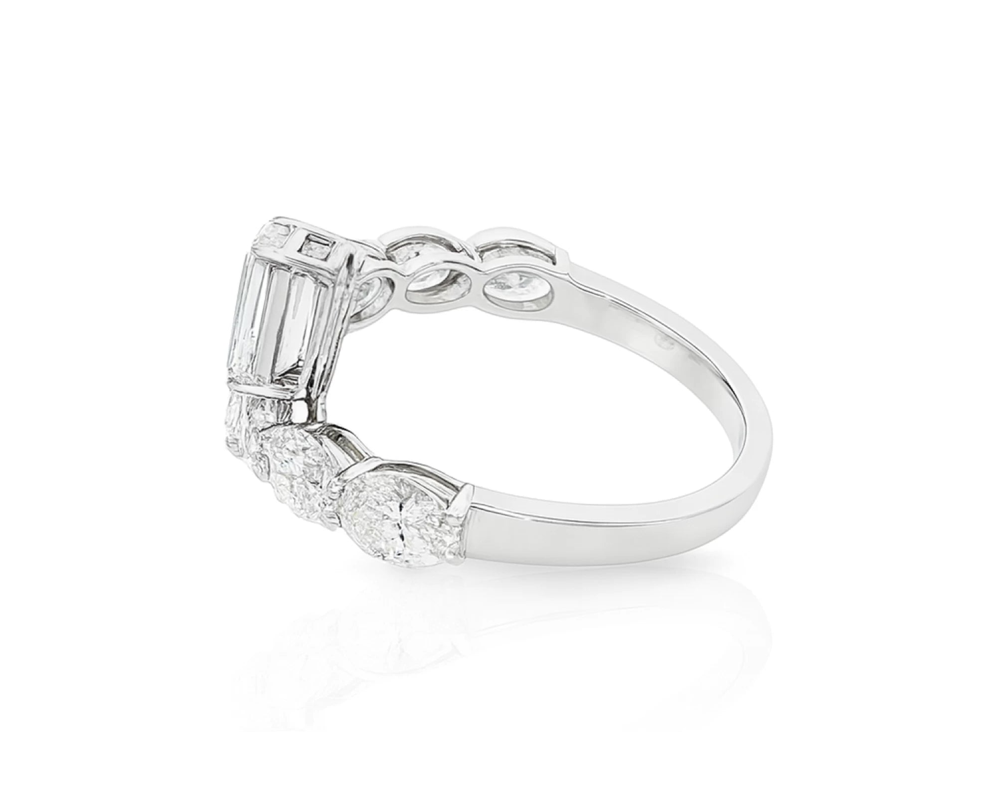 14k Gold Diamond Open Ring with Dual Emerald-Cut & Round 4.22ct – lifestyle 2672