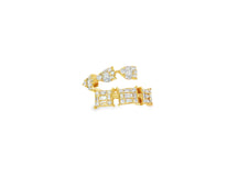 14k Gold Diamond Open Ring with Pear & Baguette Cluster 0.85ct