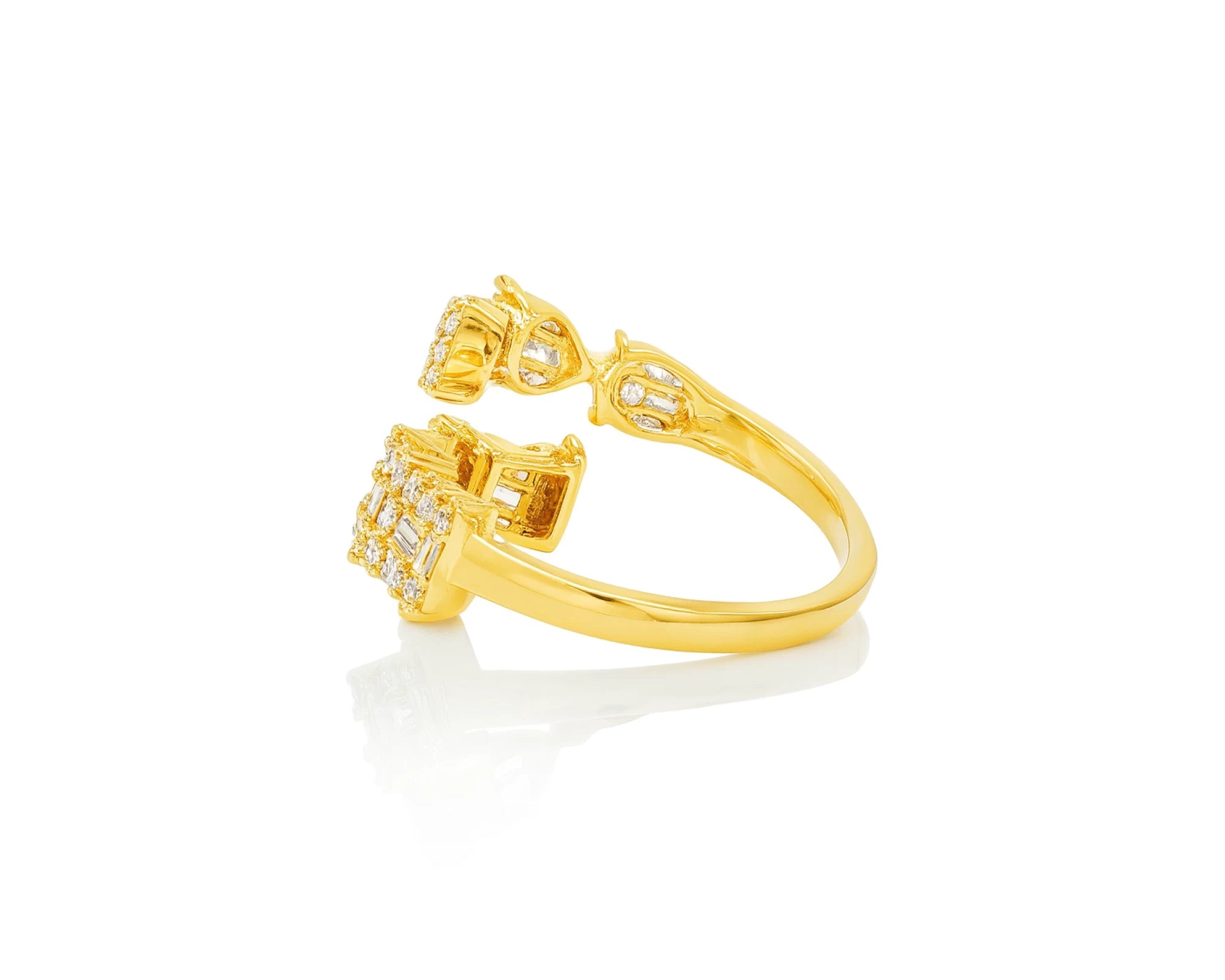 14k Gold Diamond Open Ring with Pear & Baguette Cluster 0.85ct – lifestyle 654