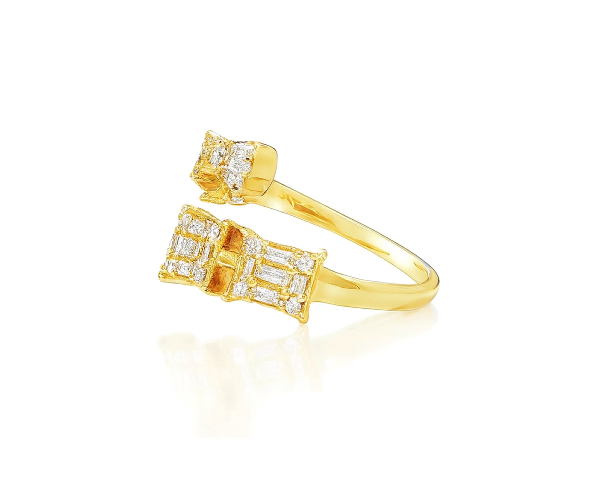 14k Gold Diamond Open Ring with Pear & Baguette Cluster 0.85ct – lifestyle 655