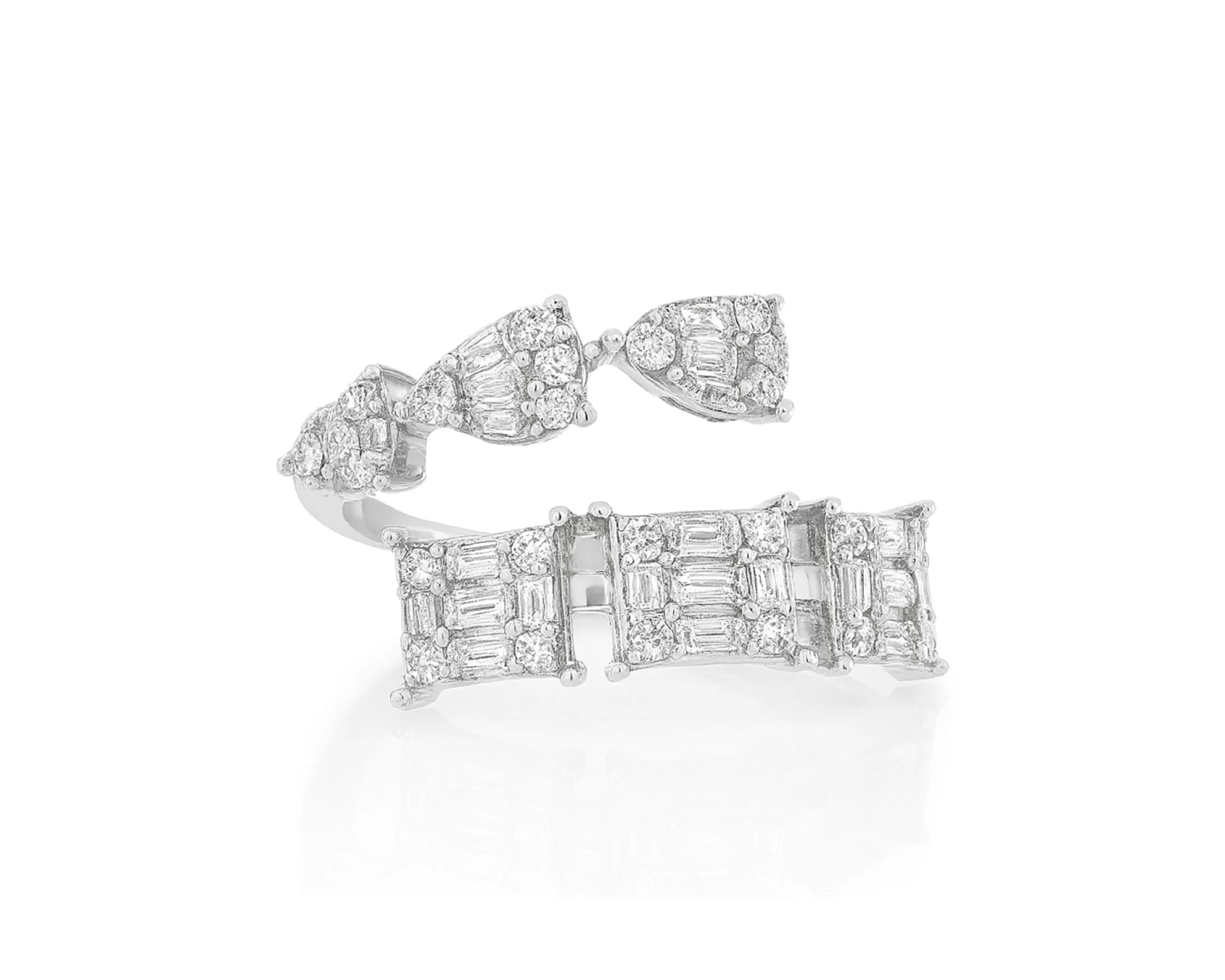 14k Gold Diamond Open Ring with Pear & Baguette Cluster 0.85ct – lifestyle 657