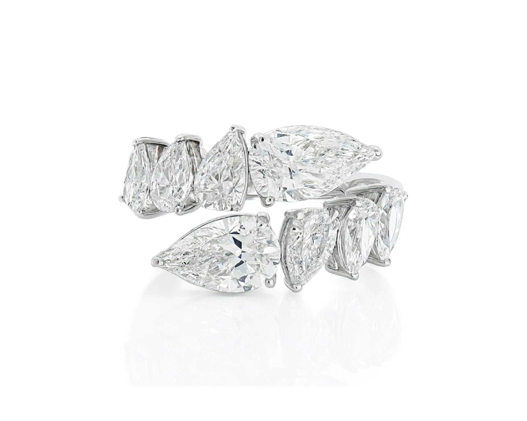 14k Gold Diamond Open Ring with Pear-Shape Cluster Design 3.63ct – lifestyle 2655