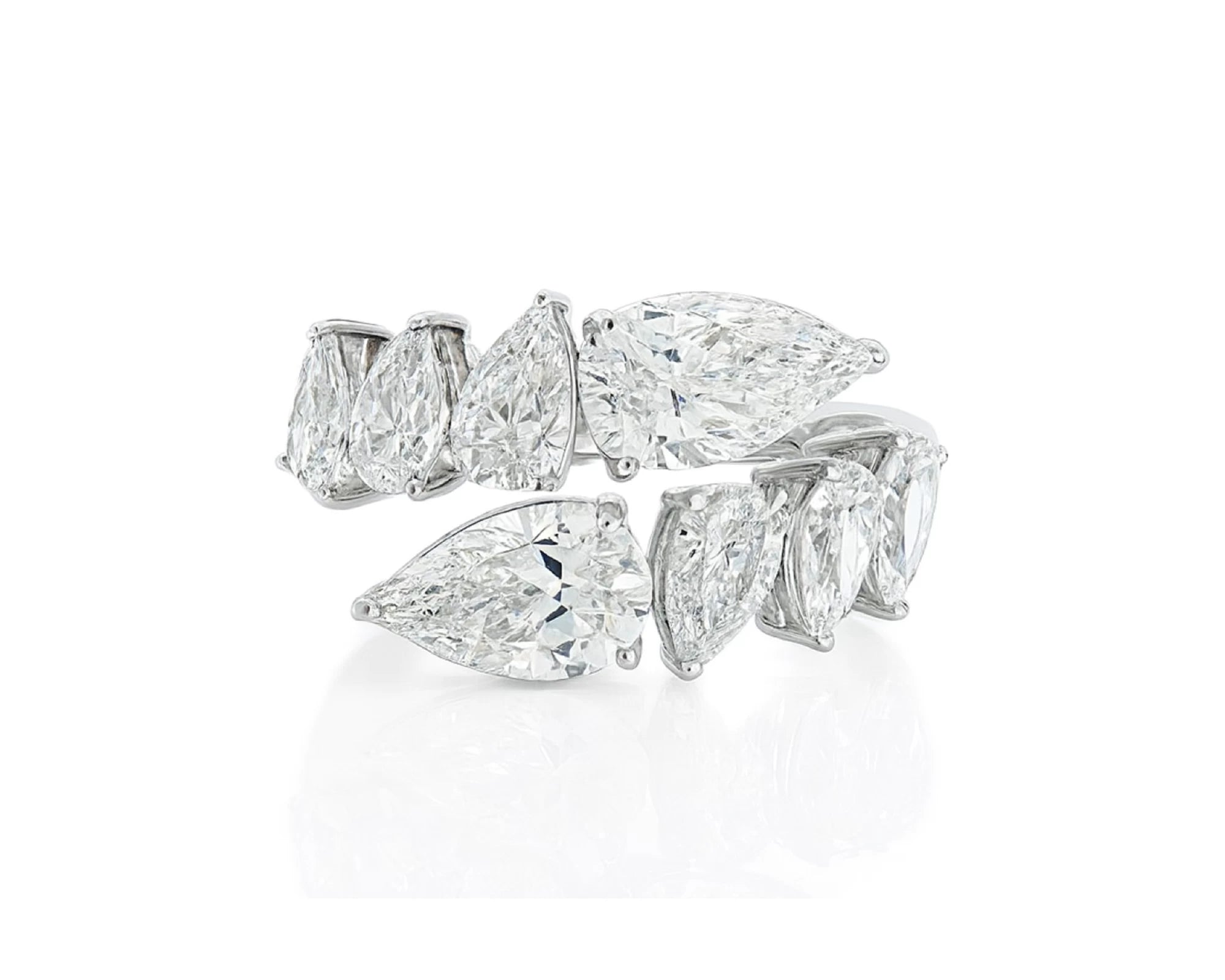14k Gold Diamond Open Ring with Pear-Shape Cluster Design 3.63ct – lifestyle 2655
