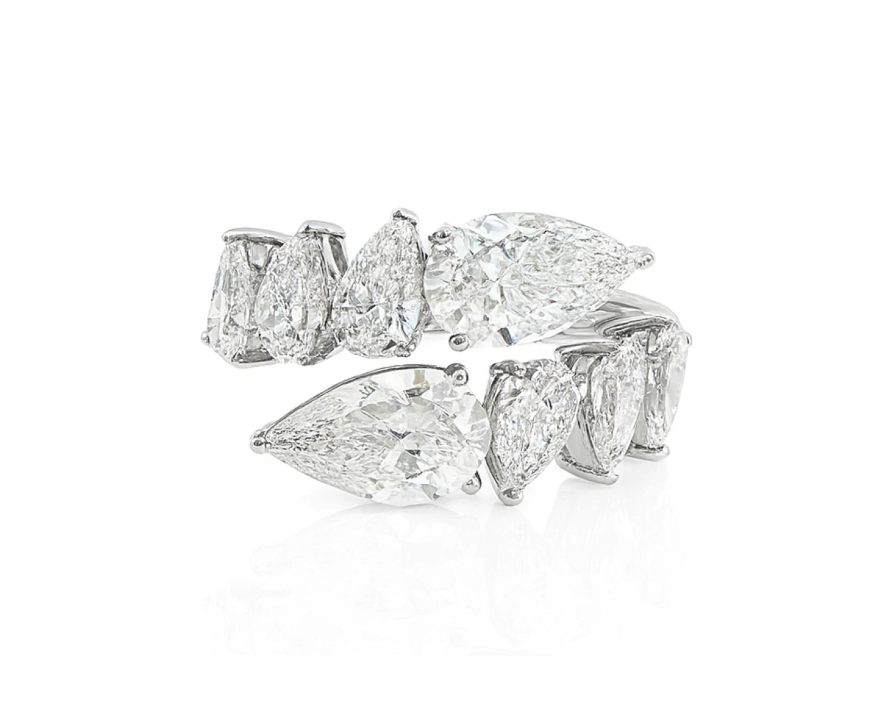 14k Gold Diamond Open Ring with Pear-Shape Cluster Design 3.63ct – lifestyle 2656
