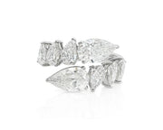 14k Gold Diamond Open Ring with Pear-Shape Cluster Design 3.63ct