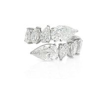 14k Gold Diamond Open Ring with Pear-Shape Cluster Design 3.63ct