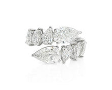 14k Gold Diamond Open Ring with Pear-Shape Cluster Design 3.63ct