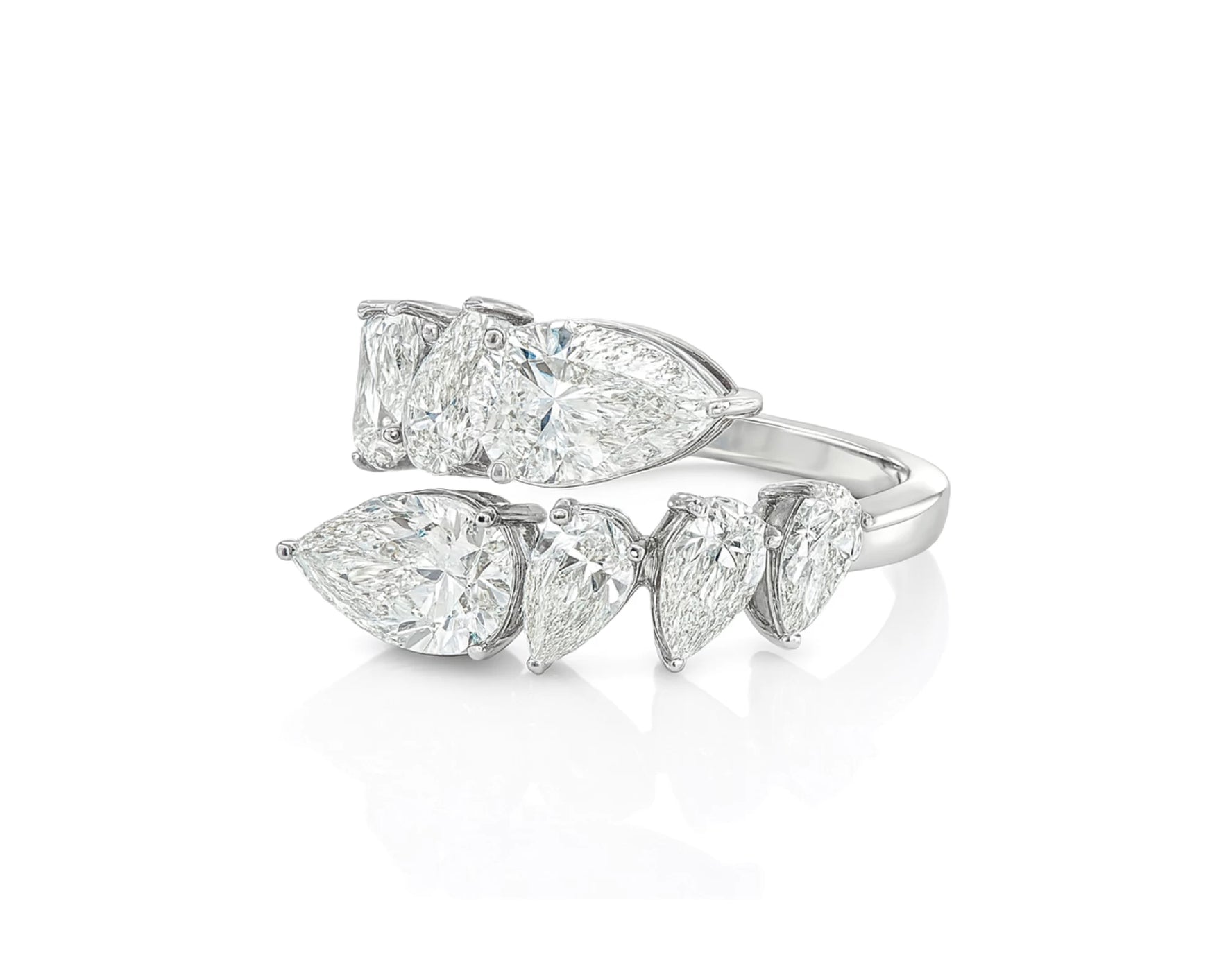 14k Gold Diamond Open Ring with Pear-Shape Cluster Design 3.63ct – lifestyle 2657
