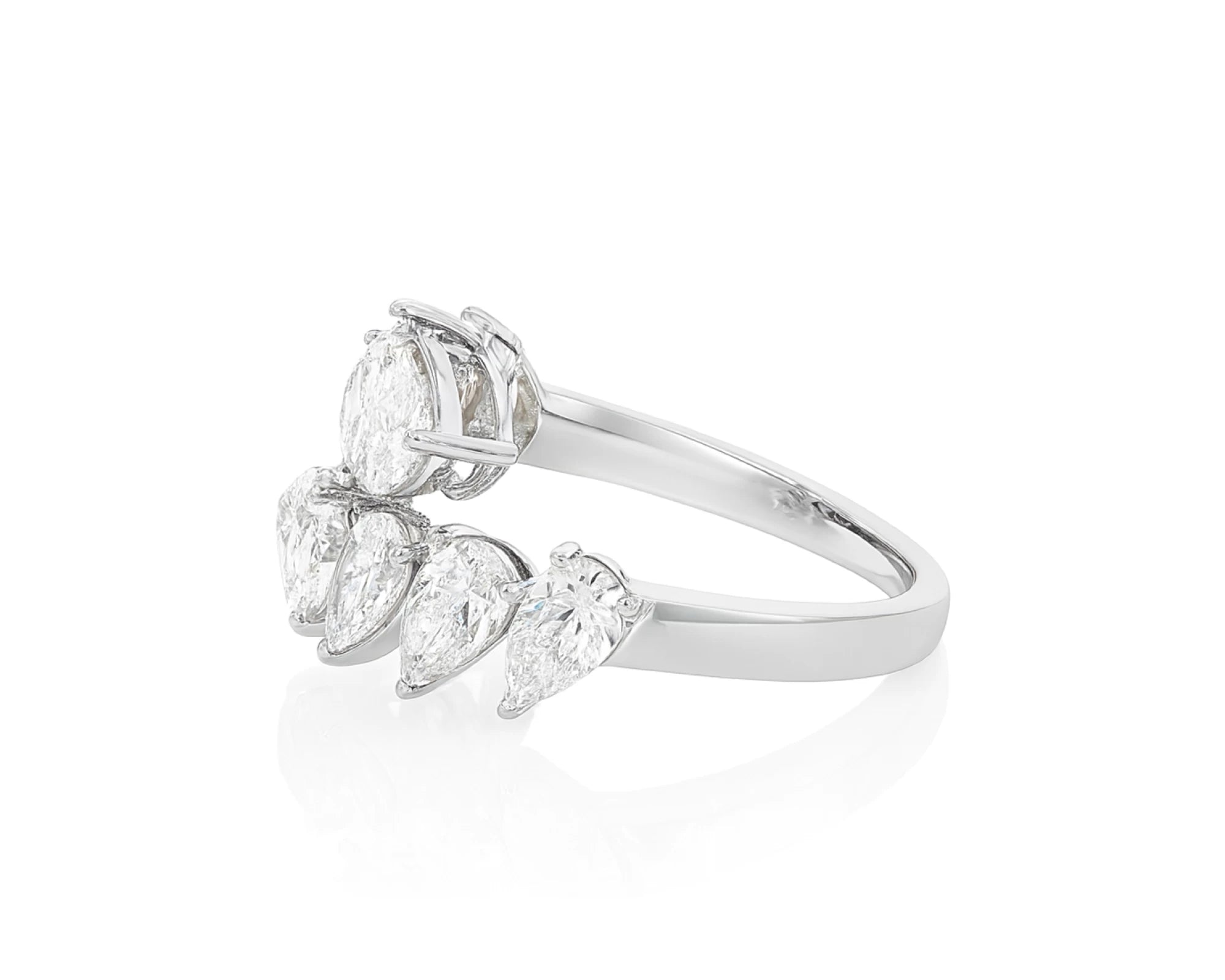 14k Gold Diamond Open Ring with Pear-Shape Cluster Design 3.63ct – lifestyle 2658