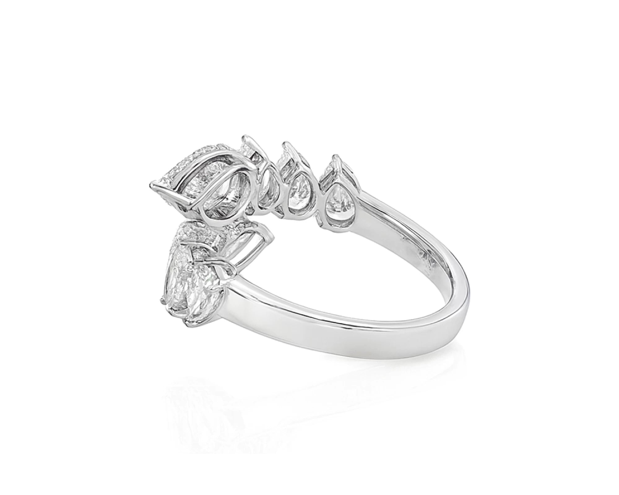 14k Gold Diamond Open Ring with Pear-Shape Cluster Design 3.63ct – lifestyle 2659