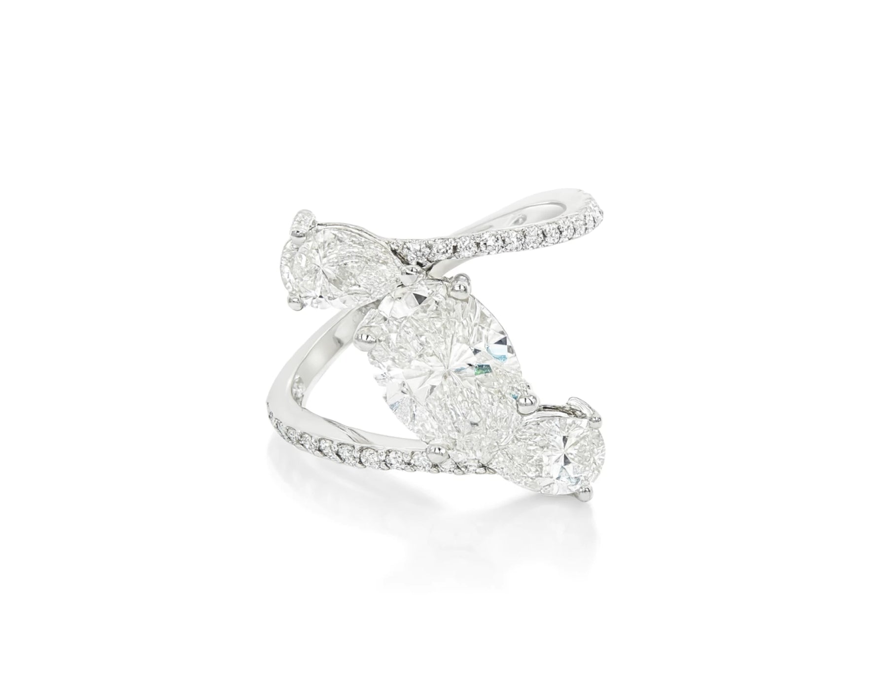 14k Gold Diamond Open Wrap Ring with Oval & Round-Cut Design 2.75ct – lifestyle 1731