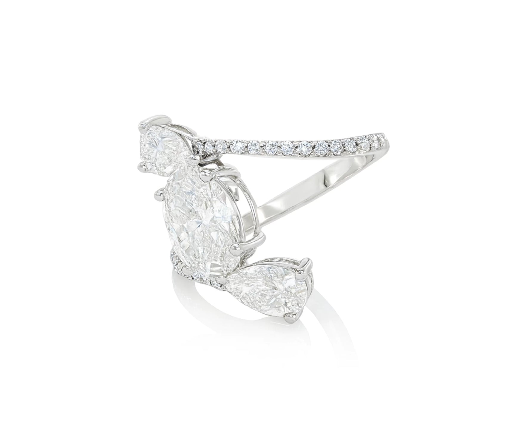 14k Gold Diamond Open Wrap Ring with Oval & Round-Cut Design 2.75ct – lifestyle 1732