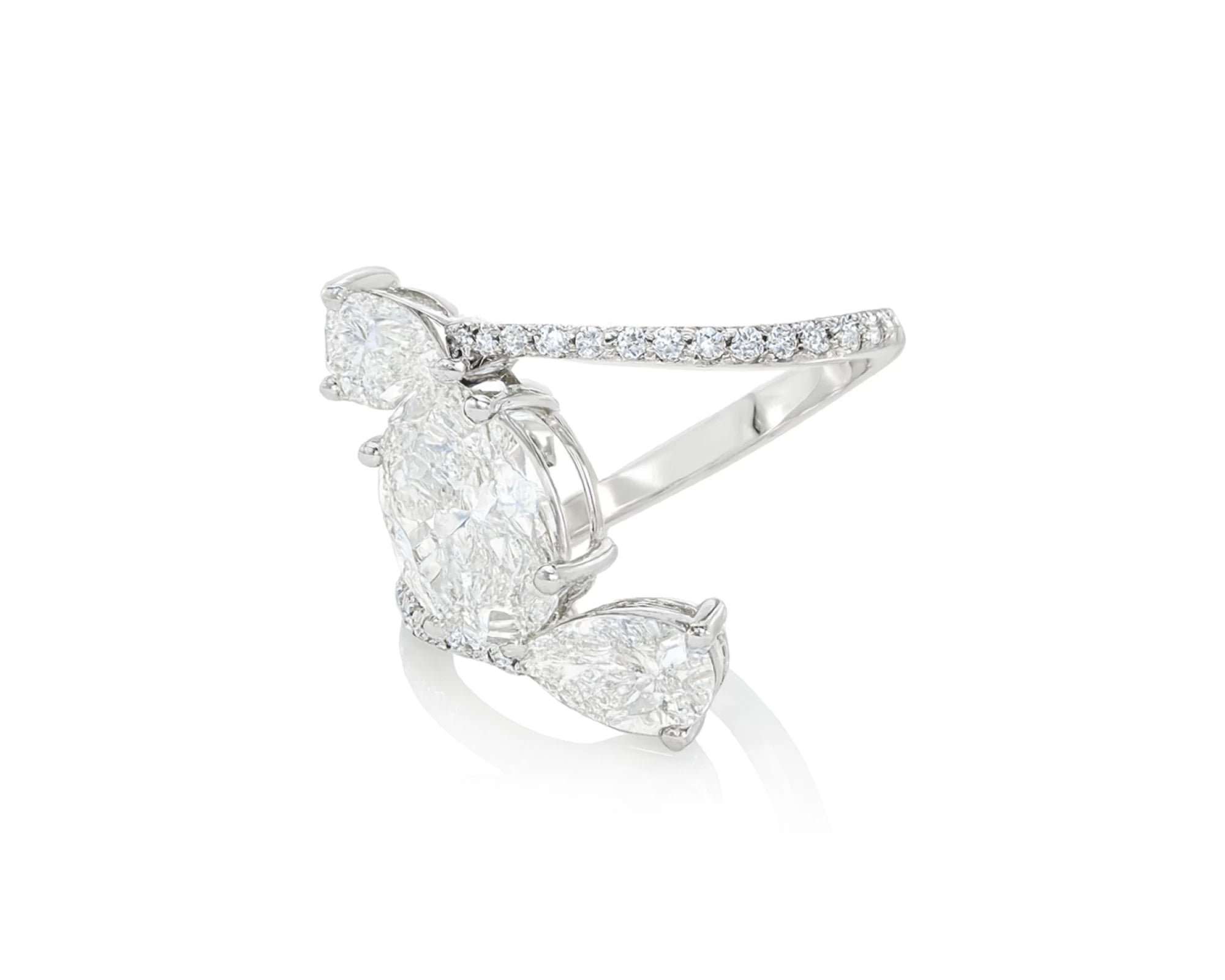 14k Gold Diamond Open Wrap Ring with Oval & Round-Cut Design 2.75ct – lifestyle 1732