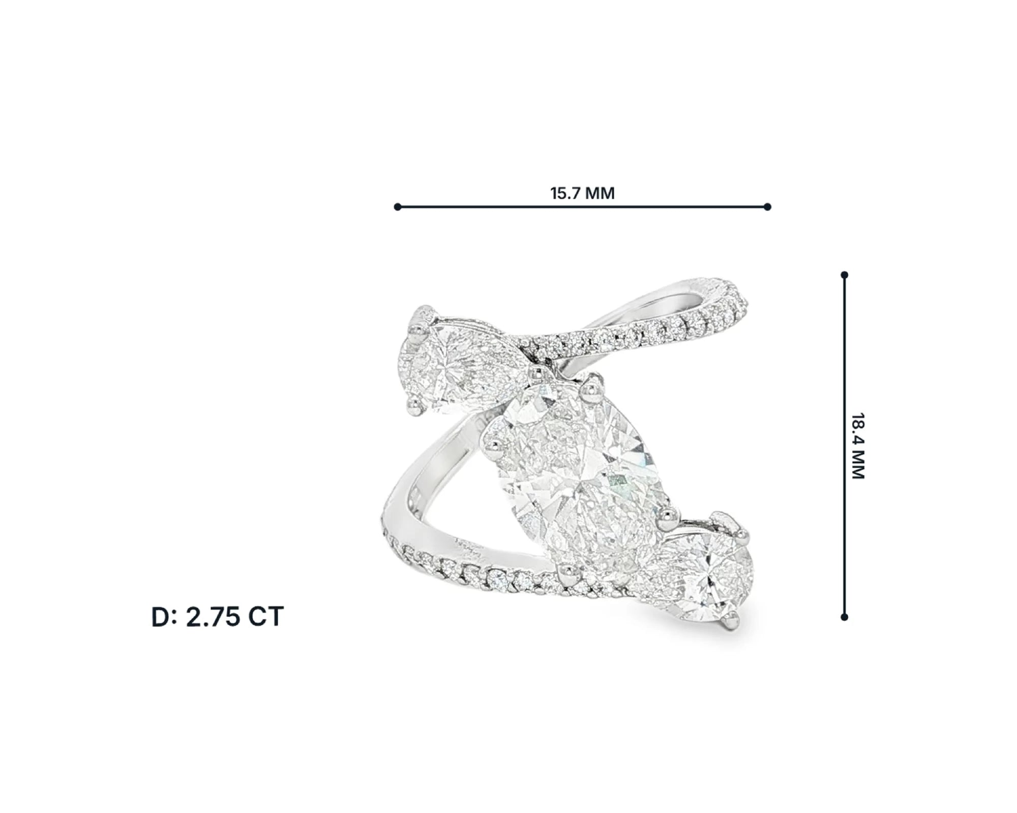 14k Gold Diamond Open Wrap Ring with Oval & Round-Cut Design 2.75ct – lifestyle 3046