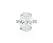 14k Gold Diamond Oval-Cut Solitaire Ring with Pavé Band 9.13 CT