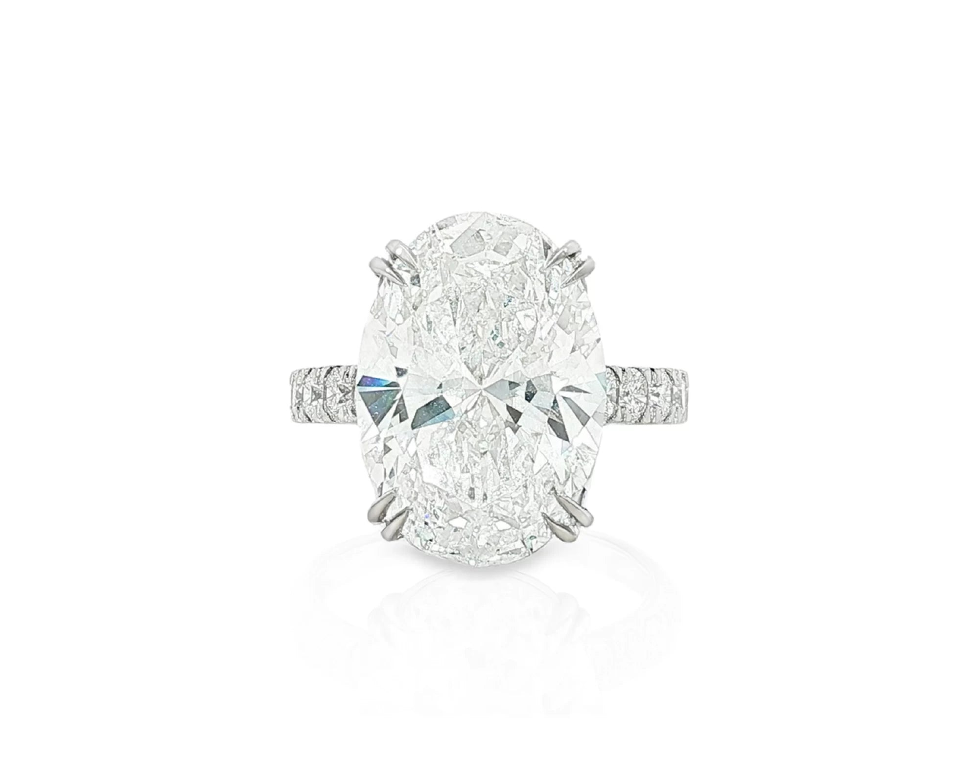 14k Gold Diamond Oval-Cut Solitaire Ring with Pavé Band 9.13 CT – lifestyle 1796