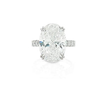 14k Gold Diamond Oval-Cut Solitaire Ring with Pavé Band 9.13 CT