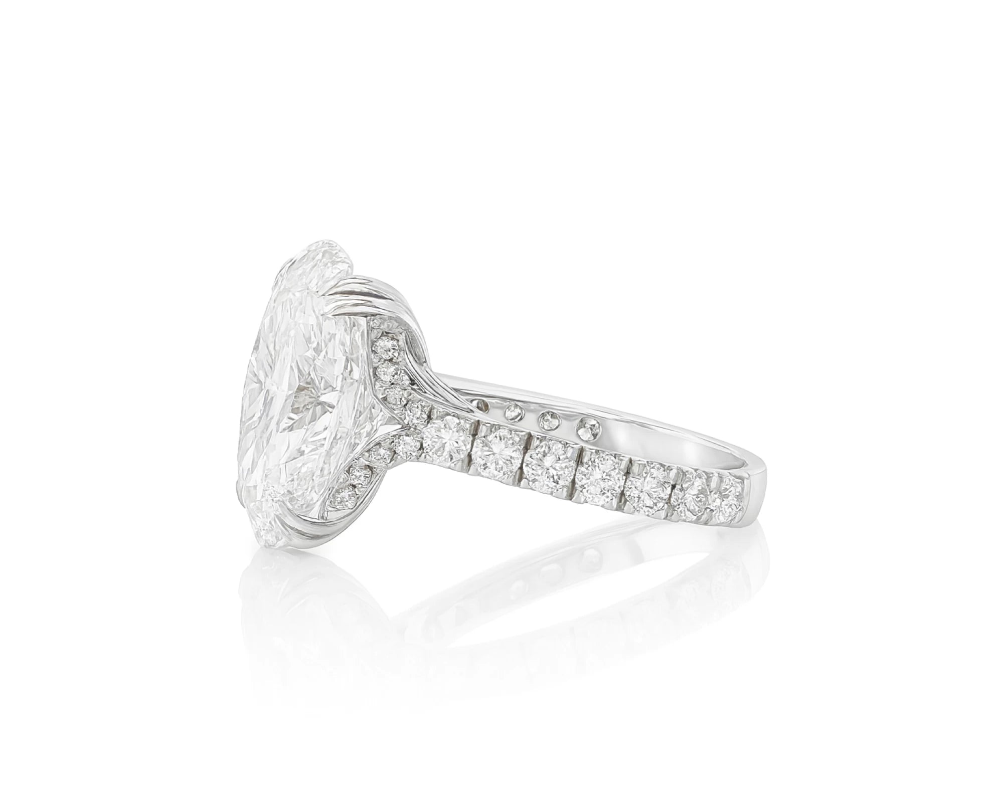 14k Gold Diamond Oval-Cut Solitaire Ring with Pavé Band 9.13 CT – lifestyle 1799